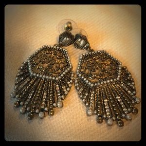 Gold and pearl chandelier earrings